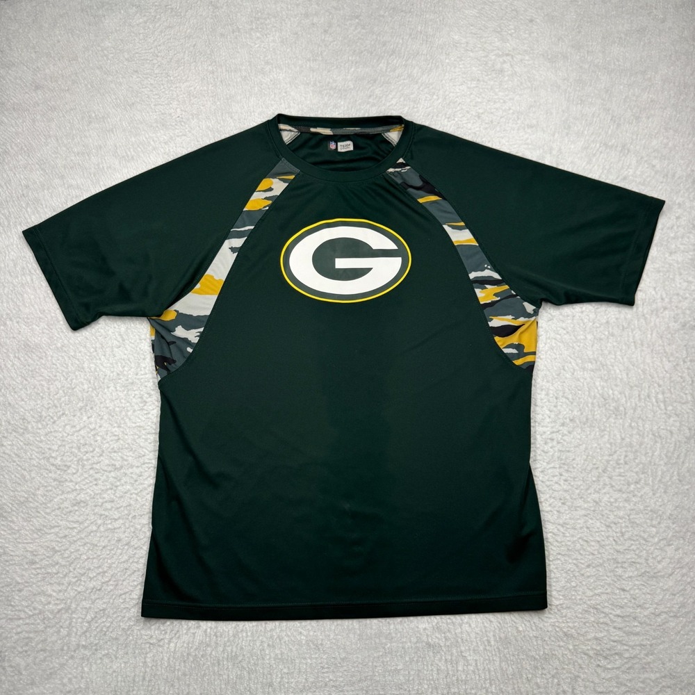 Green Bay Packers NFL Team Apparel Camo Accent Green Shirt Men's Size XL